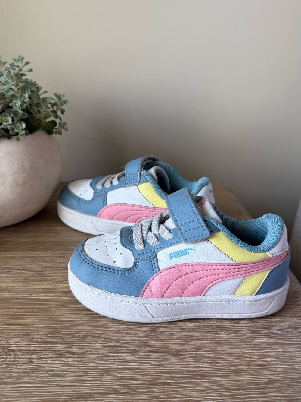 Puma Kids Pastel Blue, Pink & Yellow Low-Top Sneakers